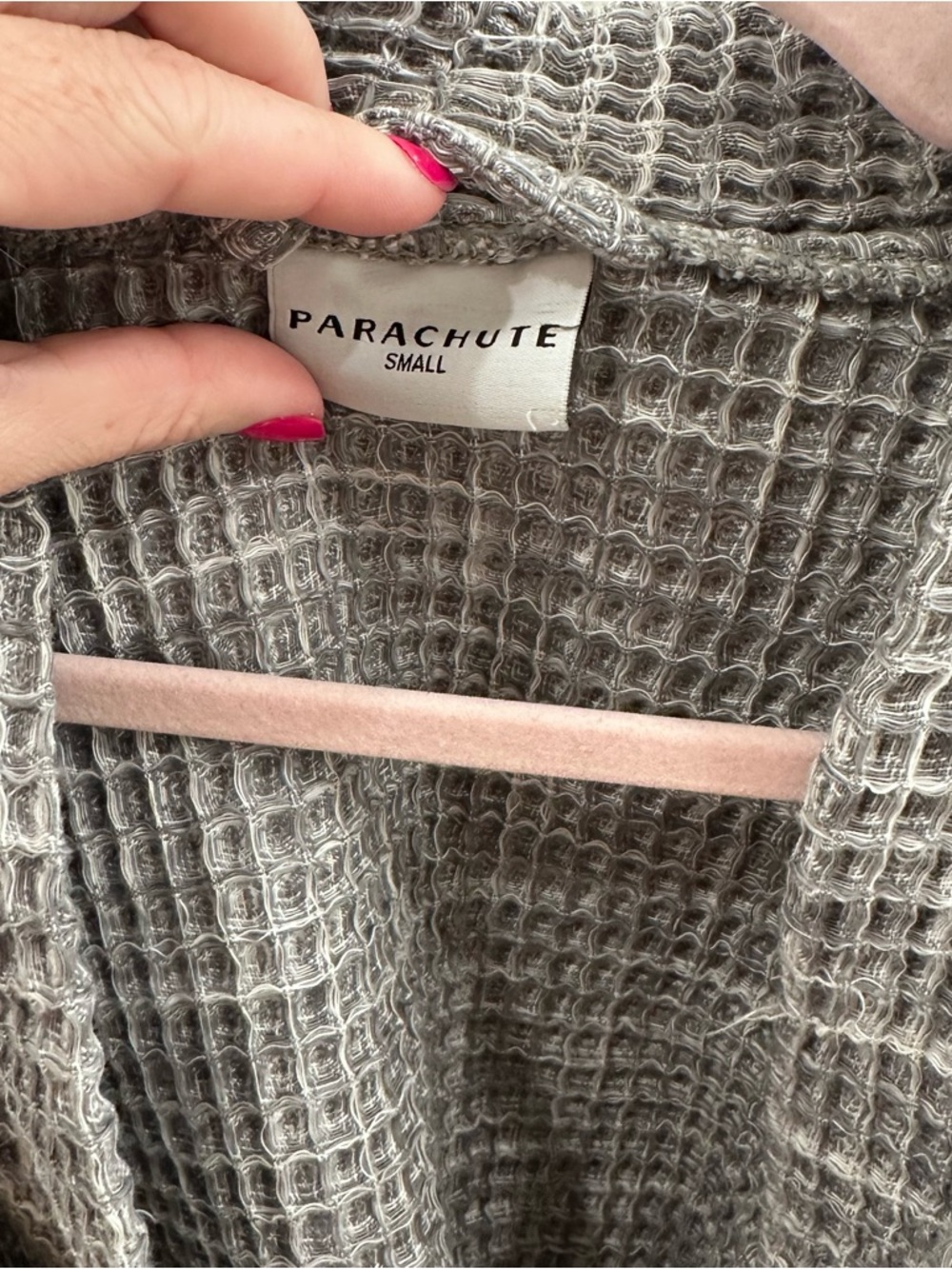 Parachute Grey Waffle-Knit Robe Jacket with Tie - Picture 3 of 4